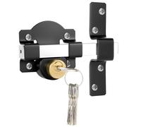 Both Side Lock Door 50mm Long Throw Gate Lock Mortice Lock, Double Sided Lockable with Rear Deadbolt for Yard & Garden,5 Keys, Fits 50mm Thickness