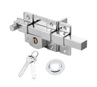 Both Side Lock Door - 67Mm Long Throw Gate Iron Lock - Lockable with Rear Double Locking for Yard/Garden Doors/Gates Supplied 2 Keys (Left)