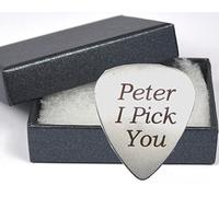 Both Sides Laser Engraved - Personalised Engraved Guitar Pick Plectrum, Gift Box option 1, BOLD CONTRASTING ENGRAVING - GIFT WEDDING MUSIC PRESENT CHRISTMAS BIRTHDAY