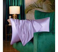 Both Sides Luxury Mulberry Silk Pillowcase 19 Momme Soft Breathable Avoid Facial Wrinkles Hidden Zipper 1pc/pack 100% Pure Natural Silk (Lavendar, Standard 50x75cm)