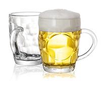 BothEarn Dimple Beer Mug Set of 2-1 Pint Heavy British Pub Thick Glass with Handle - Stein Cup for Beer Lover in Home Party BBQ