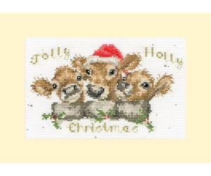 Bothy Threads Counted Cross Stitch Christmas Card Kit - Jolly Holly