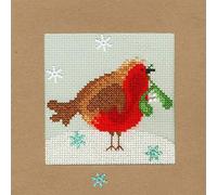Bothy Threads Cross Stitch Kit Snowy Robin 10 x 10 cm XMAS14 Counted Pattern