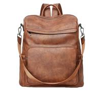 Botimmy Backpack Womens Fashion PU Leather Backpacks Waterproof Daypack Convertible Shoulder Bag School Work Travel Two Toned Brown