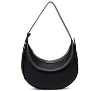 Botimmy Shoulder Purses for Women Leather Crescent Handbag Mini Clutch Purse with Adjustable Strap Zipper Closure Black
