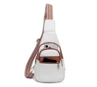 Botimmy Sling Bag for Women Crossbody Purse Vegan Leather Fanny Packs Chest Bag with Adjustable Wide Strap for Travel Anti Theft Beige & Brown