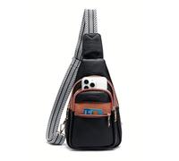 Botimmy Sling Bag for Women Crossbody Purse Vegan Leather Fanny Packs Chest Bag with Adjustable Wide Strap for Travel Anti Theft Black & Brown