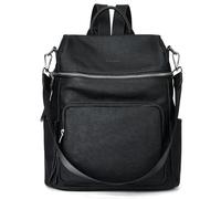 Botimmy Womens Backpack Fashion PU Leather Backpacks Ladies Waterproof Convertible Shoulder Bag School Work Travel B Black
