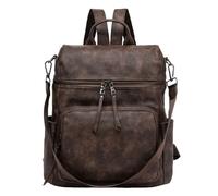 Botimmy Womens Backpack Fashion PU Leather Backpacks Ladies Waterproof Convertible Shoulder Bag School Work Travel B Two Toned Coffee