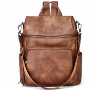 Botimmy Womens Backpack Fashion PU Leather Backpacks Ladies Waterproof Convertible Shoulder Bag School Work Travel B Two Toned Brown