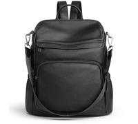Botimmy Womens Backpack Fashion PU Leather Backpacks Ladies Waterproof Convertible Shoulder Bag School Work Travel A Black