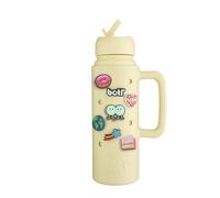 BOTL - Epic Jug - Personalised Stainless Steel Water Bottle, Leakproof Straw Lid, Insulated Bottle, 21oz 700ml Sports Cap with Internal Straw, Personalisable Bottle - Yellow