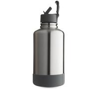 BOTL - Extra Large Huge Epic Stainless Steel Bottle, Leakproof Straw lid with Thermal Insulation, Beer Growler, Gym Keg, 64oz - Half a Gallon - Stainless Steel - 2 Litre