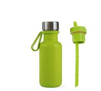 BOTL Tough Canteen Water Bottle with Matching Leakproof Straw Lid and bottle carrier plus spare steel screw cap, Stainless Steel Water Bottle, Non-Insulated, Eco Bottle, 500ml (Wild Lime)