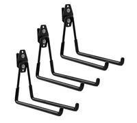 botle Qbrick Set of 3 Tool Hooks for Power Tools, Straight 19 cm, PVC Sheath, for Garage, Shed, Ladders and Shovels, Double Hooks, Load Capacity up to 25 kg