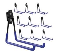 botle Qbrick Tool Hooks Set of 10 Case System for Power Tools, Straight, 19 cm, PVC Coating, for Garage, Shed, for Ladders and Shovels, Double Hooks, Load Capacity up to 25 kg