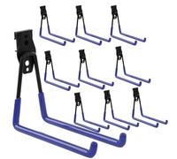 botle Set of 10 Tool Wall Hooks, Tool Hooks for Power Tools, Straight 19 cm, PVC Sheath, for Garage, Shed, Ladders and Shovels, Double Hooks, Load Capacity up to 25 kg