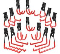 botle Set of 14 Tool Wall Hooks, Tool Hooks for Power Tools, Straight and U-shaped S, M, L, Steel, with PVC, Garage, Workshop, Power Tools, Double Hooks, Load Capacity up to 30 kg