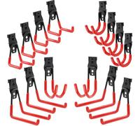 botle Set of 14 Tool Wall Hooks, Tool Hooks for Power Tools, Straight and U-shaped S, M, L, Steel, with PVC, Garage, Workshop, Power Tools, Double Hooks, Load Capacity up to 30 kg