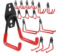 botle Set of 14 Wall Hooks, Tool Hooks, Straight and U-shaped S, M, L Size, Steel with PVC, for Garage, Workshop, Power Tools, Double Hooks, Load Capacity up to 40 kg Extension Cable