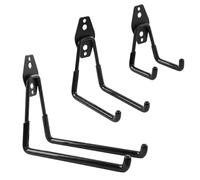 botle Set of 3 wall hooks, tool hooks, straight, S, M, L, steel, with PVC, for garage, workshop, power tools, sports equipment, double hooks, load capacity up to 40 kg, extension cable