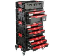 botle Set of Double Tool Drawer, 2 x Triple Tool Drawer on a Platform with Wheels + Box H 100.5 cm, Modular Set, Garage Workshop PRO