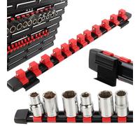 botle Socket Spanner Holder, Socket Spanner Rail, Socket Rail 35 cm, for 3/8 Inch Sockets, 15 Key Slots, for Tool Panels of the Brand Arrangement of Workshop Organisation