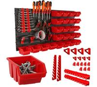 botle Tool Perforated Plastic Wall Stacking Boxes + Wall Shelf + Tool Holder 46-Piece Set, Small Parts Storage 77 x 39 cm, Wall Workshop with 24 Stackable Containers, Hanging Shelf, Sorting Shelf