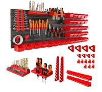 botle Tool Perforated Plastic Wall Stacking Boxes + Wall Shelf + Tool Holder 68-Piece Set, Small Parts Storage 116 x 39 cm, Wall Workshop with 33 Stackable Containers, Hanging Shelf, Sorting Shelf