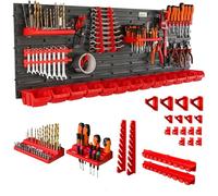 botle Tool Wall Perforated Plastic Stacking Boxes + Wall Shelf + Tool Holder 38-Piece Set, Small Parts Storage 116 x 39 cm, Wall Workshop with 13 Stackable Containers, Hanging Shelf, Sorting Shelf