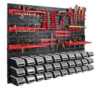 botle Wall Shelf 115 x 78 cm, 30 Storage Boxes, Lid, Tool Holder, Stacking Boxes, Workshop Workbench
