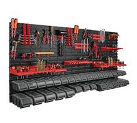 botle Wall Shelf with 30 Storage Boxes with Lid, Tool Holders, Stacking Boxes, for Workshop, Workbench, 178 x 78 cm