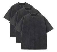 Botong 3 Packs Mens Oversized T Shirt Vintage Heavy Cotton T-Shirt Unisex Loose Fit Acid Wash Tee 3pc Black XXL