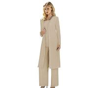 Botong 3 PC Chiffon Mother of The Bride Pants Suit Wedding Guest Outfit Formal Pantsuit for Women Champagne 18