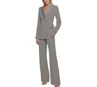 Botong Double Breasted Women Suit 2 PC Business Pant Suits Outfit Dressy Casual Formal Tuxedos Grey XL