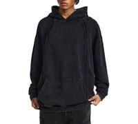 Botong Men's Oversized Hoodie Acid Wash Baggy Pullover Sweatshirt Women Loose Fit Streetwear Black S