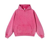 Botong Oversized Hoodies for Mens Vintage Acid Wash Pullover Casual Hooded Sweatshirt with Kangaroo Pockets Pink