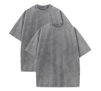 Botong Oversized T-Shirts for Men Vintage Workout T-Shirts Acid Wash Tee Unisex Tops Casual Wear 2pc Grey XL