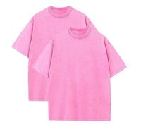 Botong Pump Covers T-Shirts Workout T Shirts for Men Oversized Gym Loose Fit Tshirt Vintage Heavyweight Tee 2pcs Pink 5XL