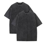 Botong Pump Covers T-Shirts Workout T Shirts for Men Oversized Gym Loose Fit Tshirt Vintage Heavyweight Tee 2pcs Black 5XL