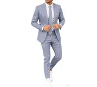 Botong Slim Fit Linen Suit for Men One Button Blazer Pants Set Summer Beach Wedding Suit Light Grey 36 Chest / 30 Waist