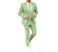 Botong Slim Fit Linen Suit for Men One Button Blazer Pants Set Summer Beach Wedding Suit Sage 38 Chest / 32 Waist