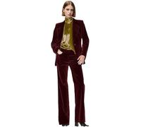 Botong Velvet Womens Formal Suit Set Peak Lapel Office Work Outfit Professional Business Suit Burgundy1 L