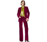 Botong Velvet Womens Formal Suit Set Peak Lapel Office Work Outfit Professional Business Suit Fuchsia XXL