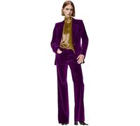 Botong Velvet Womens Formal Suit Set Peak Lapel Office Work Outfit Professional Business Suit Purple M