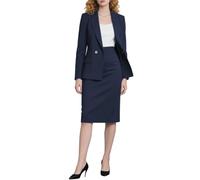 Botong Women's 2 Piece Skirt Suit Set Long Sleeve Blazer Jacket Midi Pencil Skirt Suits Navy M