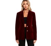 Botong Womens Velvet Blazer Suit Jacket Long Sleeves Office Work Blazer Prom Party Jacket with Pockets Burgundy L