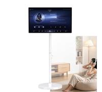 BoTongSiHai 23.8''/32" Smart Portable TV, 4K Touchscreen With Anti-Glare, Built-in Rechargeable Battery & 2 * 6W Speakers, Rolling TV On Wheels For Home, Office & Entertainment(6+128G,23.8'')