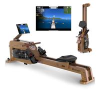 BOTORRO Water Rowing Machines for Home, Commercial Rower Machine, Max Load 330LBS, 6-Level Resistance, 12 Propellers & 28L Water Tank, With Multifunctional Carousel Display and Adjustable Tablet Stand