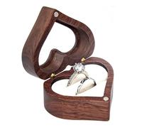 Bototack Wooden Heart Shape Double Ring Box - Personalized Jewelry Storage Case for Wedding, Anniversary, Engagement and Proposal